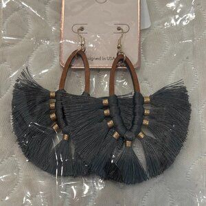 Gray and wood earrings